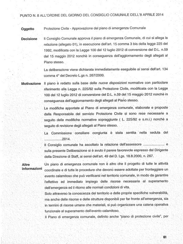 Passiamo al punto 8 : piano emergenza comunale #opendalmine http://t.co/iSr8PQ2Oyn